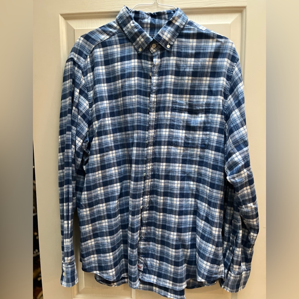 Vineyard Vines Navy and White Checkered Shirt